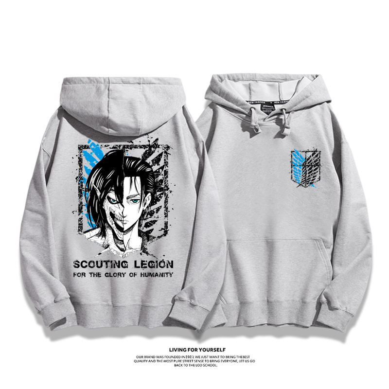 進擊的巨人聯名衛衣2023秋冬新款親子情侶裝薄絨款連帽衛衣