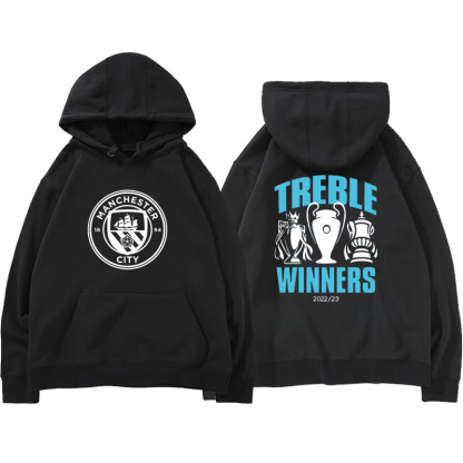 24-25賽季曼城主場球衣17號德布勞內9號哈蘭德 足球球迷 寬鬆百搭 秋冬款 寬鬆連帽衛衣