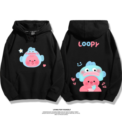 萌系loopy露比x三麗鷗聯名衛衣2023秋冬新款親子情侶裝薄絨款連帽衛衣