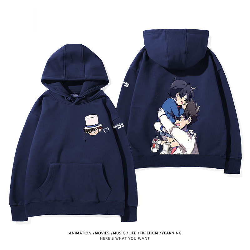 名偵探柯南 聯名衛衣2024秋冬新款親子情侶裝薄絨款連帽衛衣