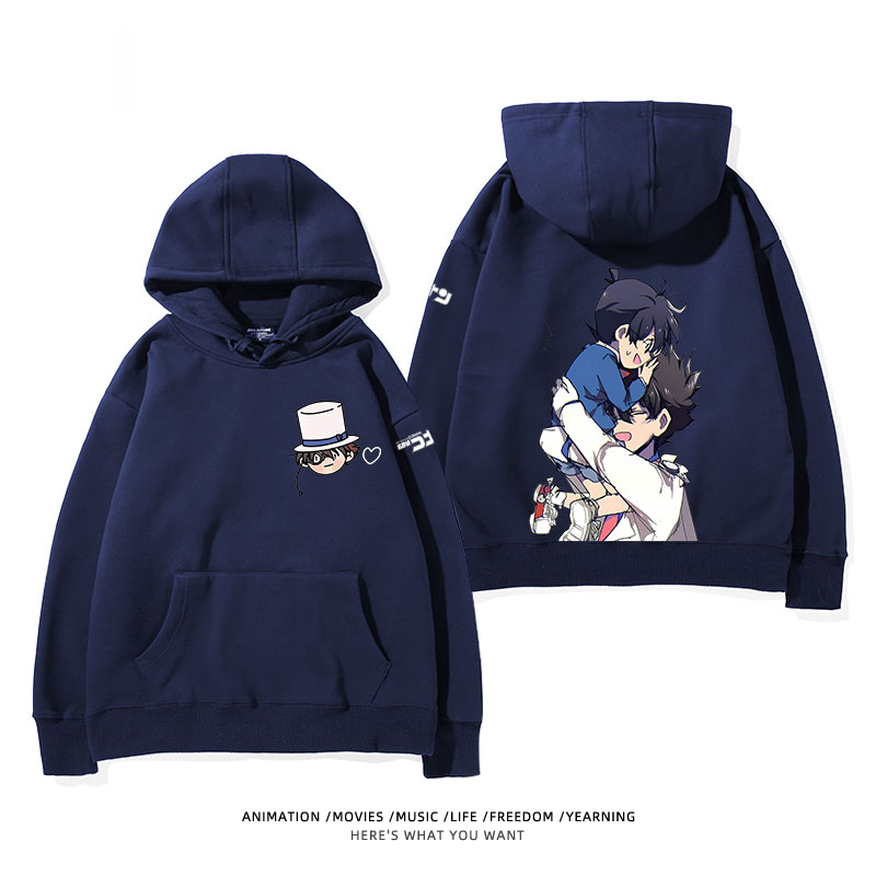 名偵探柯南 聯名衛衣2024秋冬新款親子情侶裝薄絨款連帽衛衣