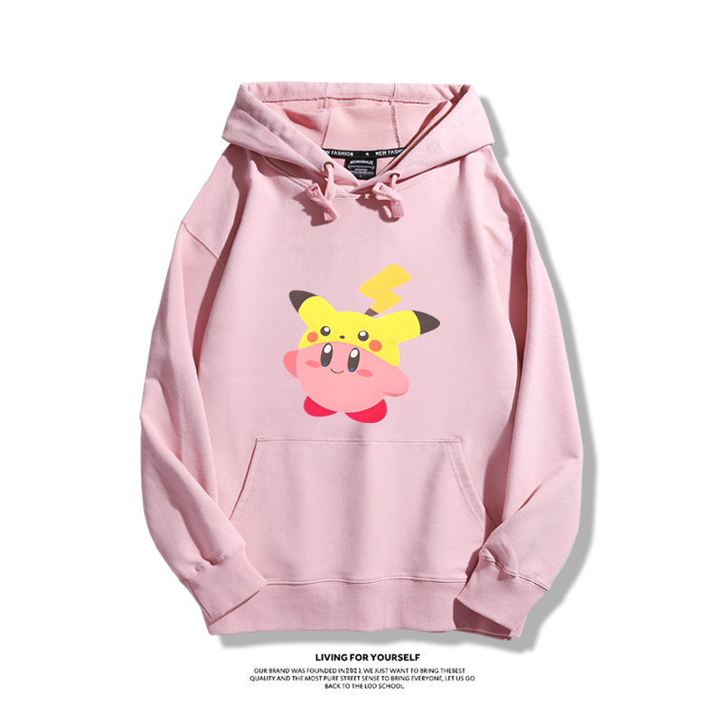 星之卡比聯名精靈寶可夢2024秋冬新款親子情侶裝薄絨款連帽衛衣