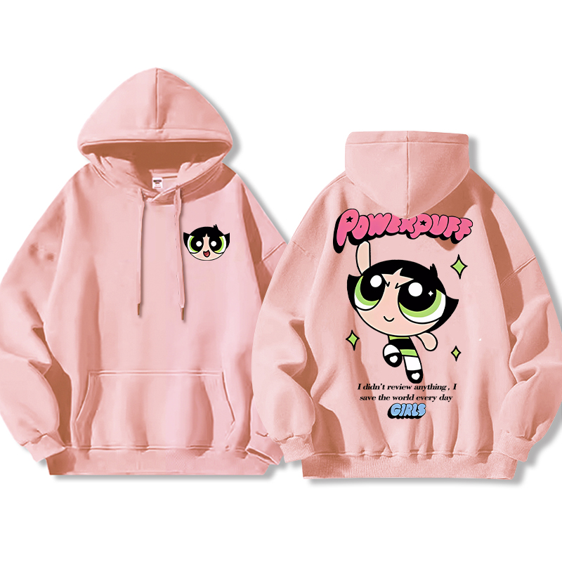 飛天小女警聯名衛衣女衛衣2024秋冬新款親子情侶裝薄絨款連帽衛衣