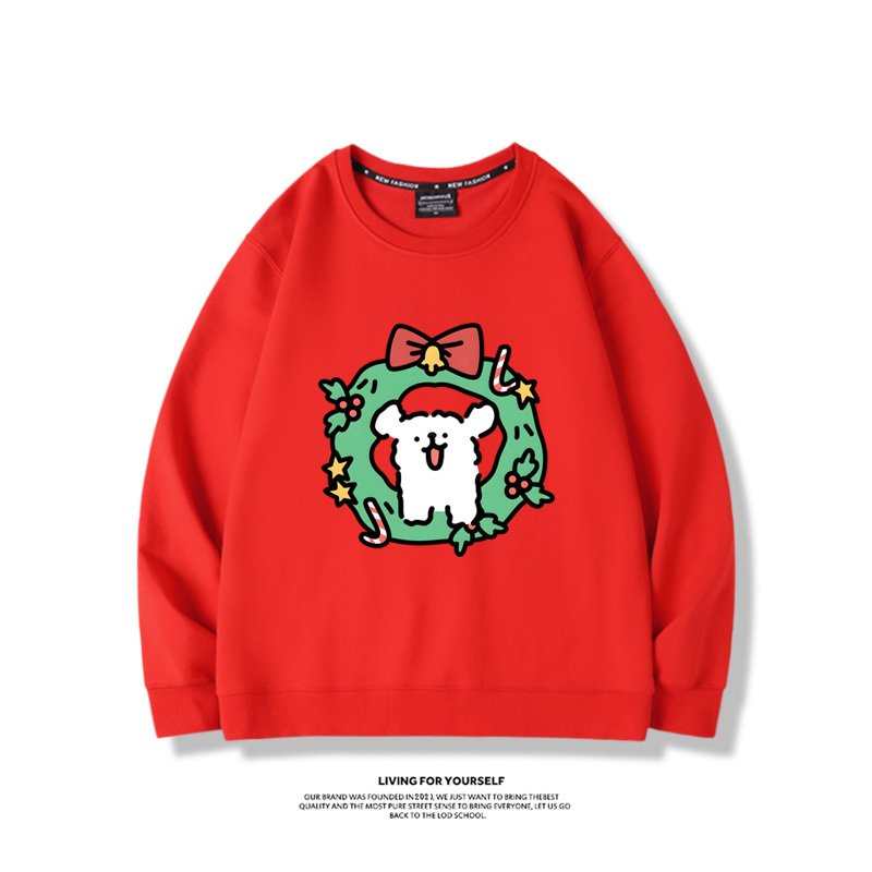 線條小狗聯名聖誕2023親子情侶裝 圓領長袖