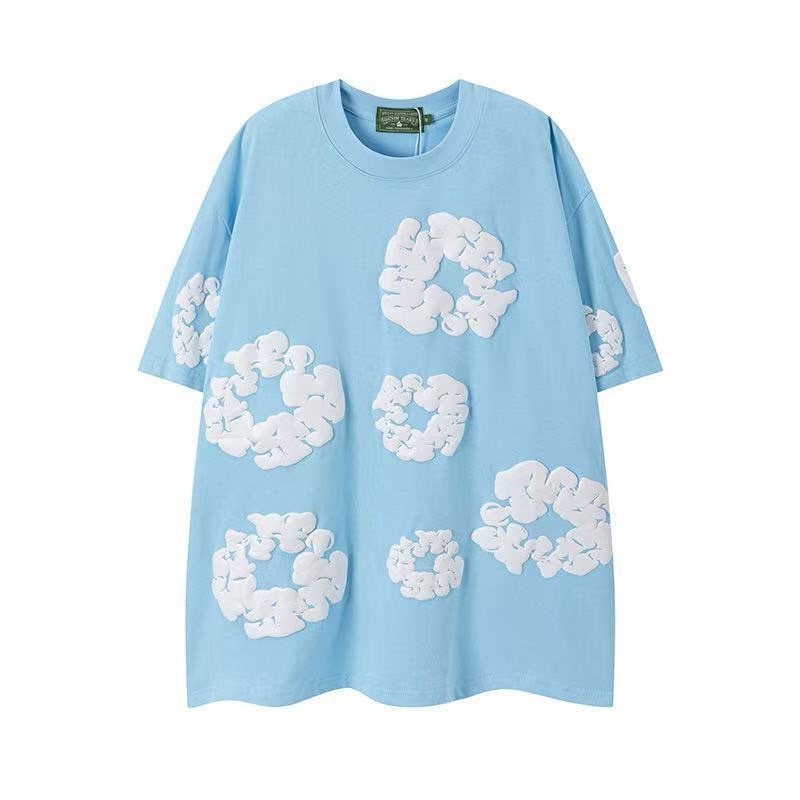 美式潮牌DENIM TEARS木棉花發泡滿印花春夏短袖