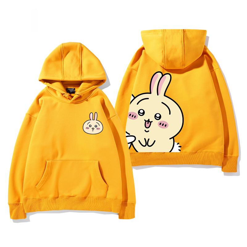 Chiikawa聯名衛衣2024秋冬新款親子情侶裝薄絨款連帽衛衣