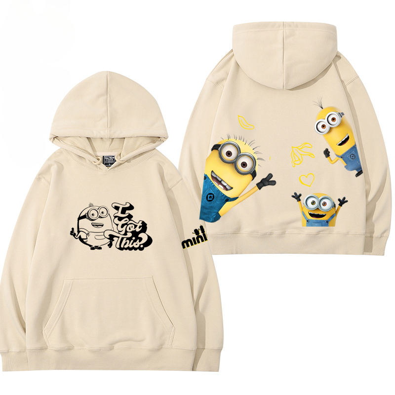 小黃人 聯名衛衣2024秋冬新款親子情侶裝薄絨款連帽衛衣