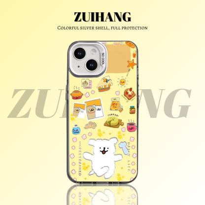 綫條小狗 彩銀線條漸變防摔手機殼