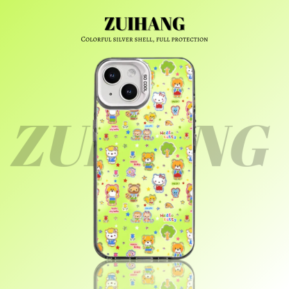可愛卡通彩銀線條漸變防摔手機殼