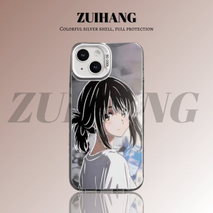 你的名字彩銀線條漸變防摔手機殼