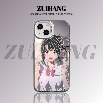 你的名字彩銀線條漸變防摔手機殼