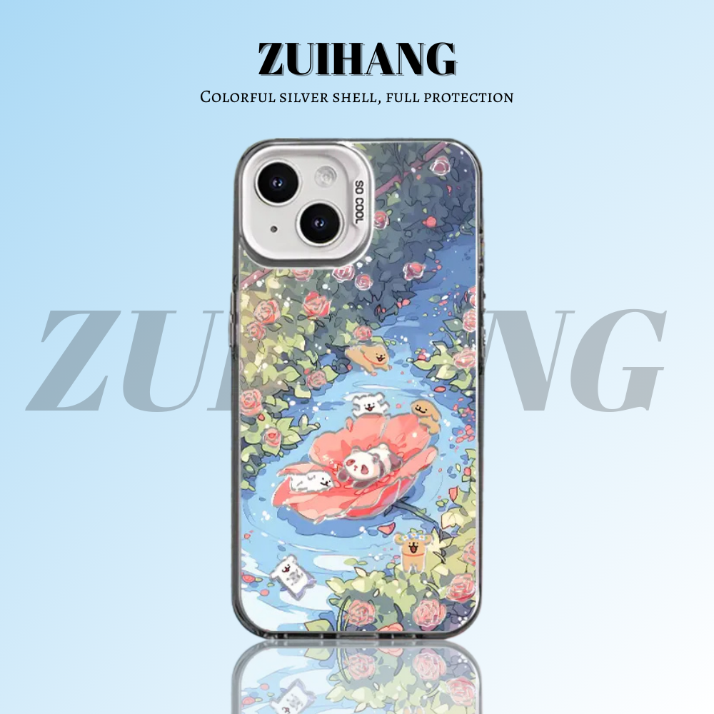 綫條小狗 彩銀線條漸變防摔手機殼