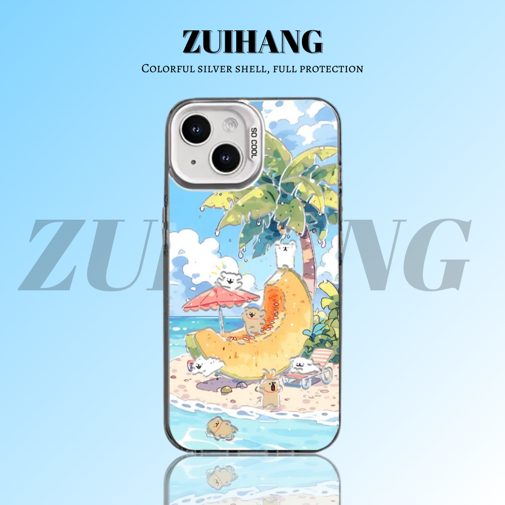 綫條小狗 彩銀線條漸變防摔手機殼