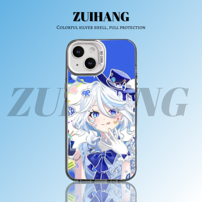 原神彩銀線條漸變防摔手機殼