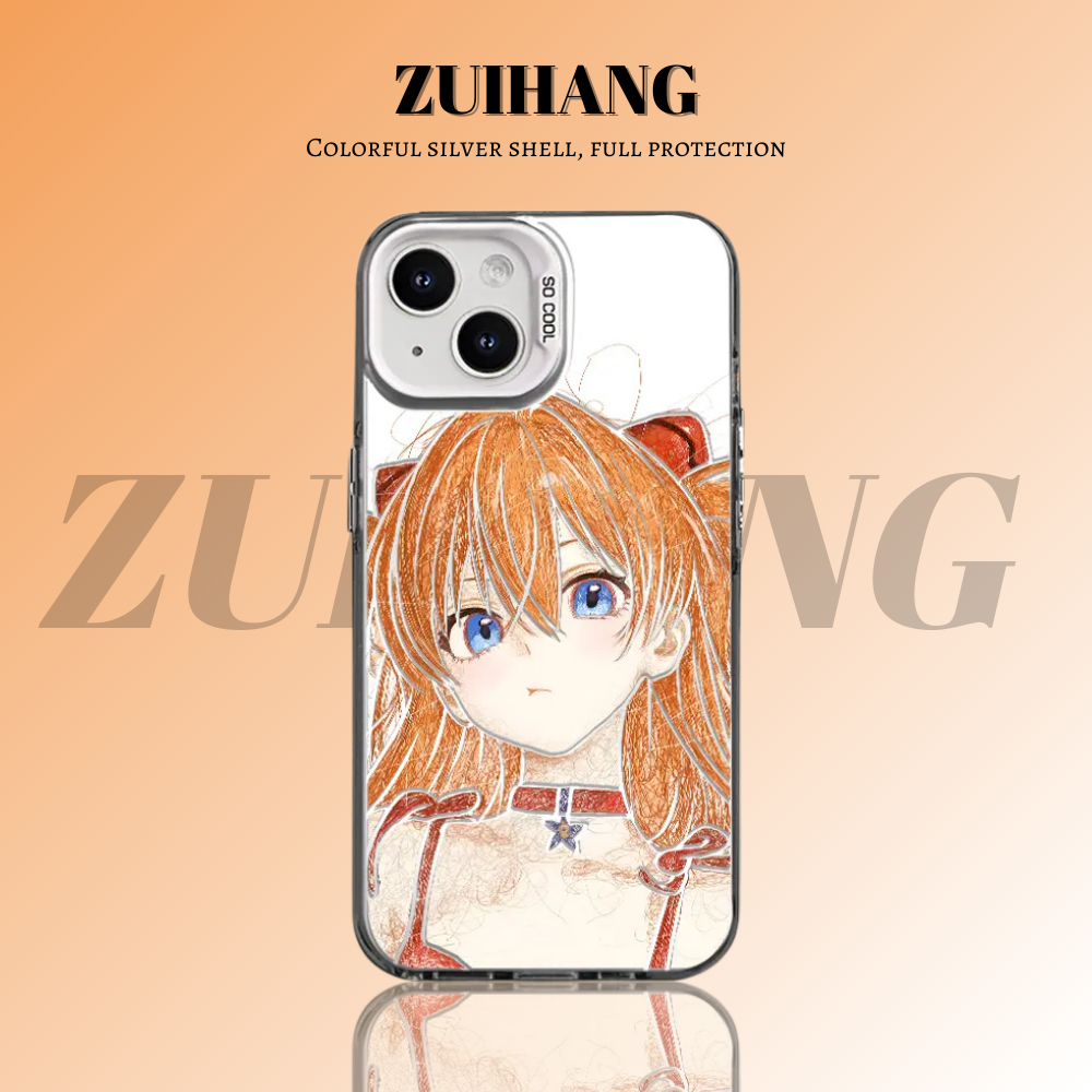 EVA新世紀福音戰士彩銀線條漸變防摔手機殼