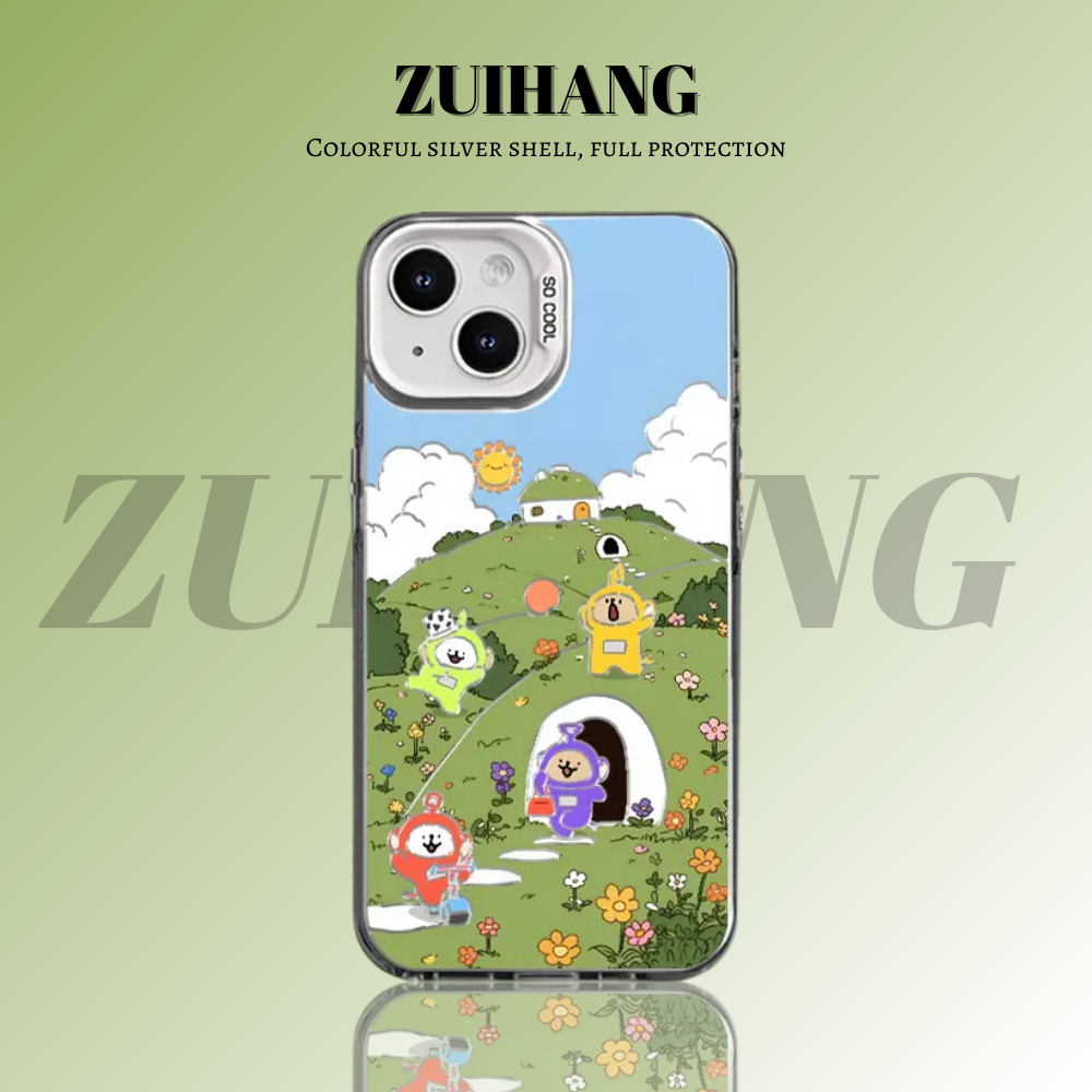 綫條小狗 彩銀線條漸變防摔手機殼