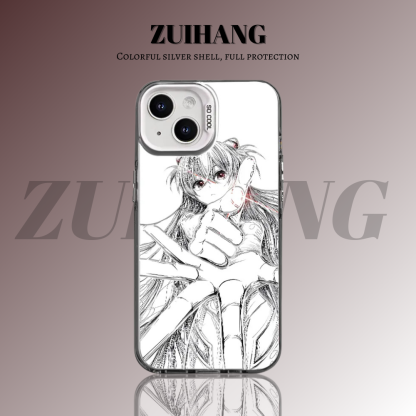 EVA新世紀福音戰士彩銀線條漸變防摔手機殼