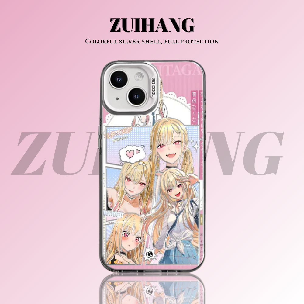 戀上換裝娃娃彩銀線條漸變防摔手機殼