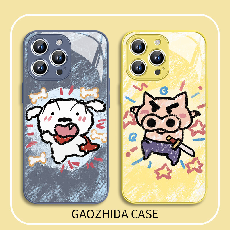 毛絨蠟筆小新新款高清全包防摔玻璃殼