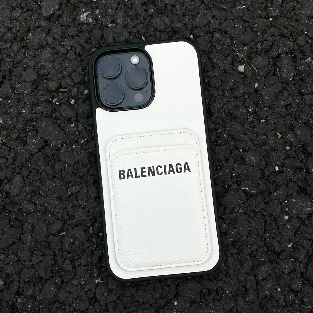 巴黎世家卡包皮質磨砂軟邊手機殼