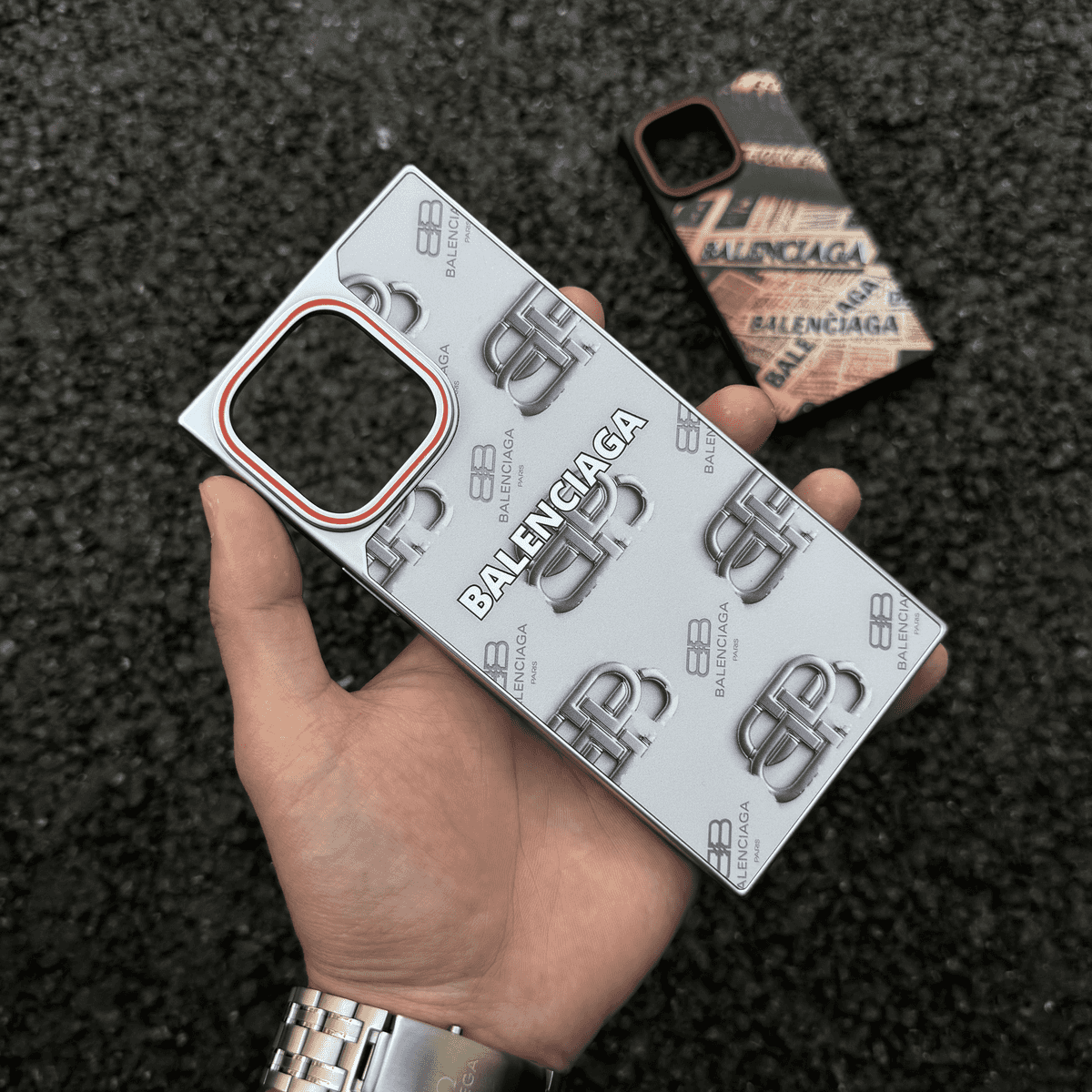 潮牌漸變方形磁吸手機殼