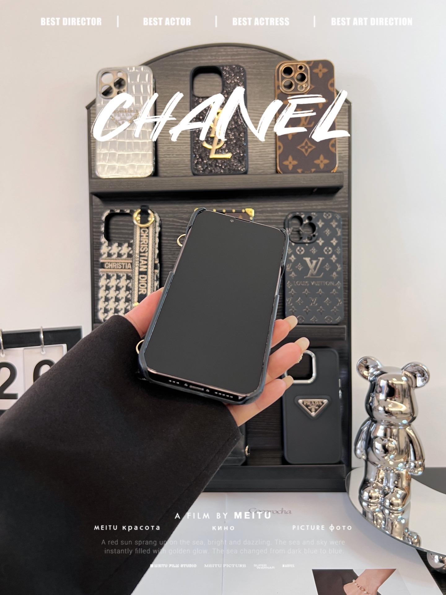 香奈兒荔枝紋卡包鏈條手機殼