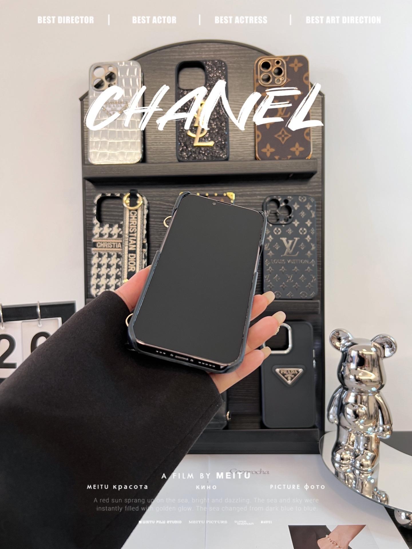 香奈兒荔枝紋卡包鏈條手機殼