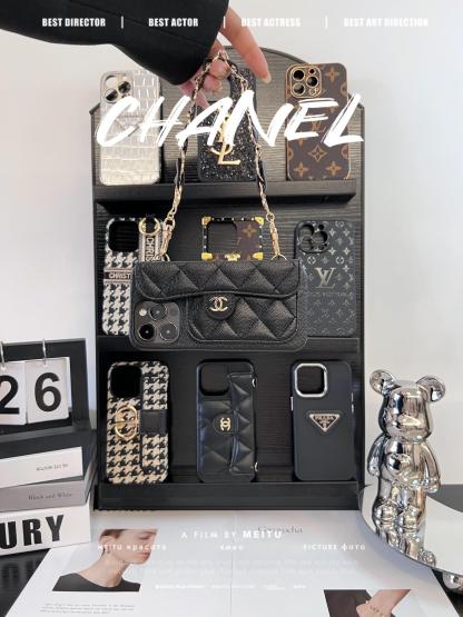 香奈兒荔枝紋卡包鏈條手機殼