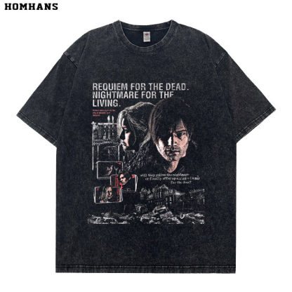 生化危機9安魂曲做舊水洗復古 2026親子情侶男女同款 印花短袖T恤