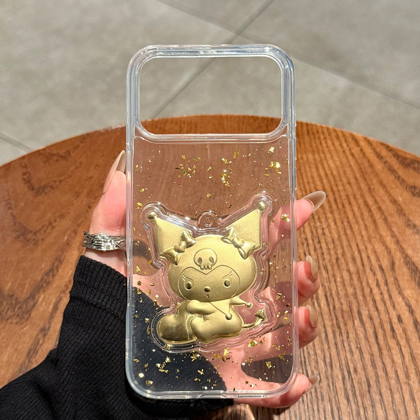 IPhone系列庫洛米凱蒂貓立體金箔 太空透明防摔軟殼