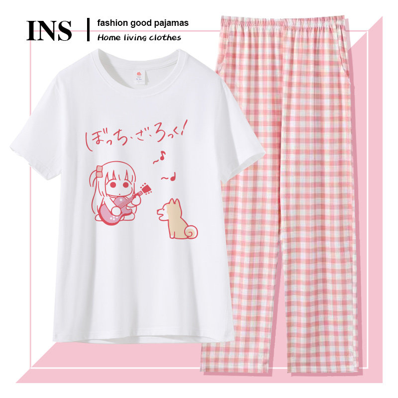 孤獨搖滾周邊 波奇醬後藤一里純棉睡衣 日系動漫家居服 T 恤