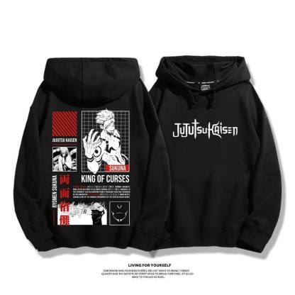 咒術迴戰聯名衛衣2023秋冬新款親子情侶裝薄絨款連帽衛衣