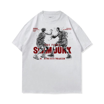 灌籃高手流川楓櫻木花道世紀擊掌水洗做舊 2026親子情侶男女同款 印花水洗短袖