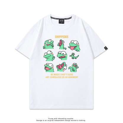 河狸世界 2026親子情侶男女同款 印花短袖T恤