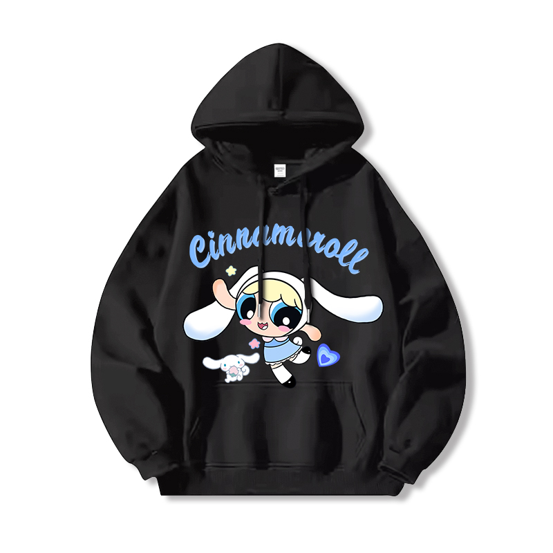 三麗鷗X飛天小女警新款 親子情侶男女連帽衛衣