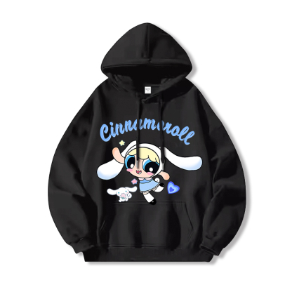 三麗鷗X飛天小女警新款 親子情侶男女連帽衛衣