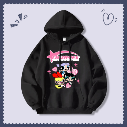 飛天小女警新款 親子情侶男女連帽衛衣