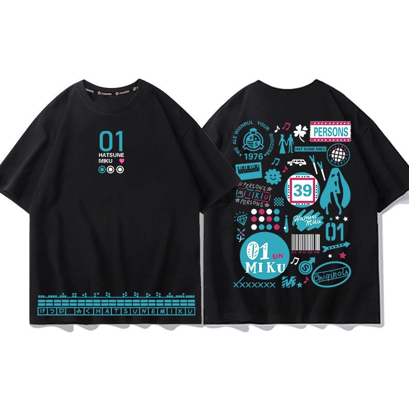 初音未來 2026親子情侶男女同款 印花短袖T恤