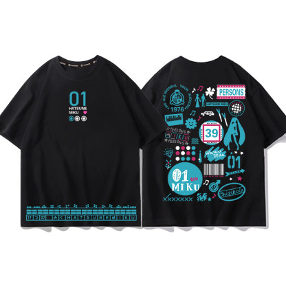 初音未來 2026親子情侶男女同款 印花短袖T恤