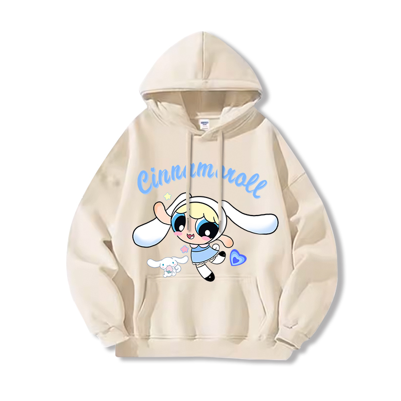 三麗鷗X飛天小女警新款 親子情侶男女連帽衛衣