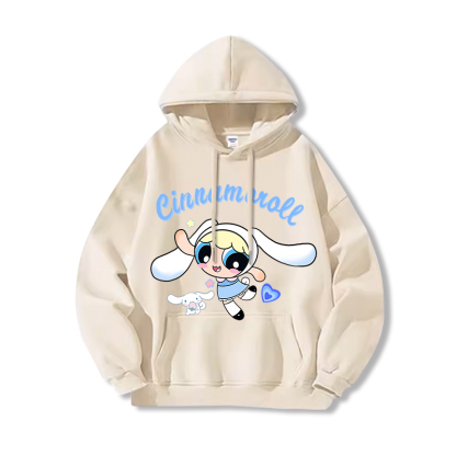 三麗鷗X飛天小女警新款 親子情侶男女連帽衛衣