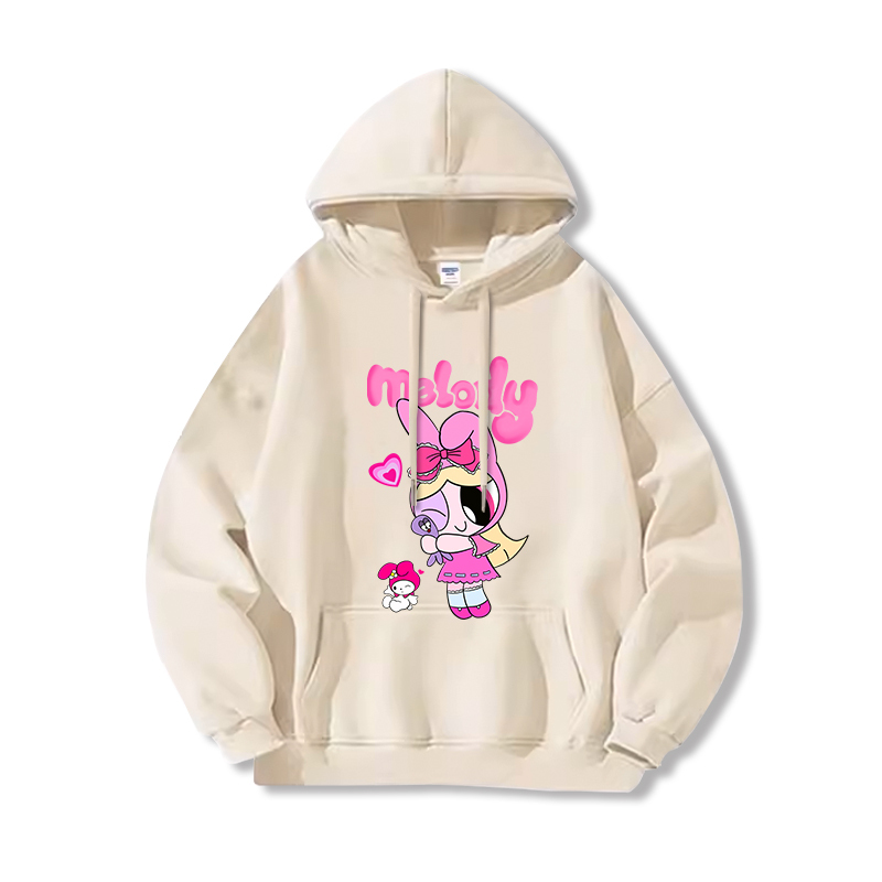 三麗鷗X飛天小女警新款 親子情侶男女連帽衛衣