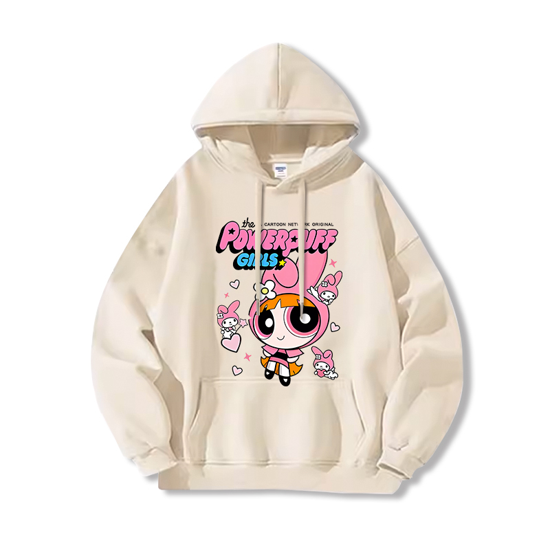 三麗鷗X飛天小女警新款 親子情侶男女連帽衛衣