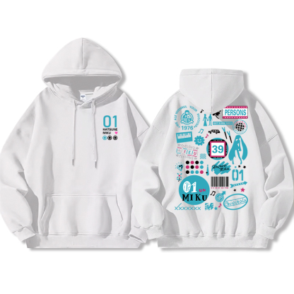 初音未來新款 親子情侶男女連帽衛衣