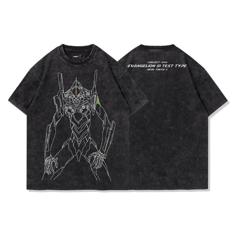 EVA初號機 水洗做舊 2026親子情侶男女同款 印花水洗短袖