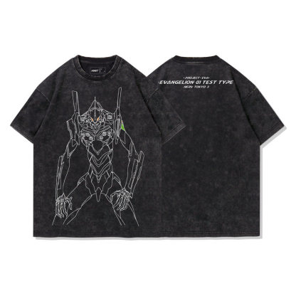 EVA初號機 水洗做舊 2026親子情侶男女同款 印花水洗短袖