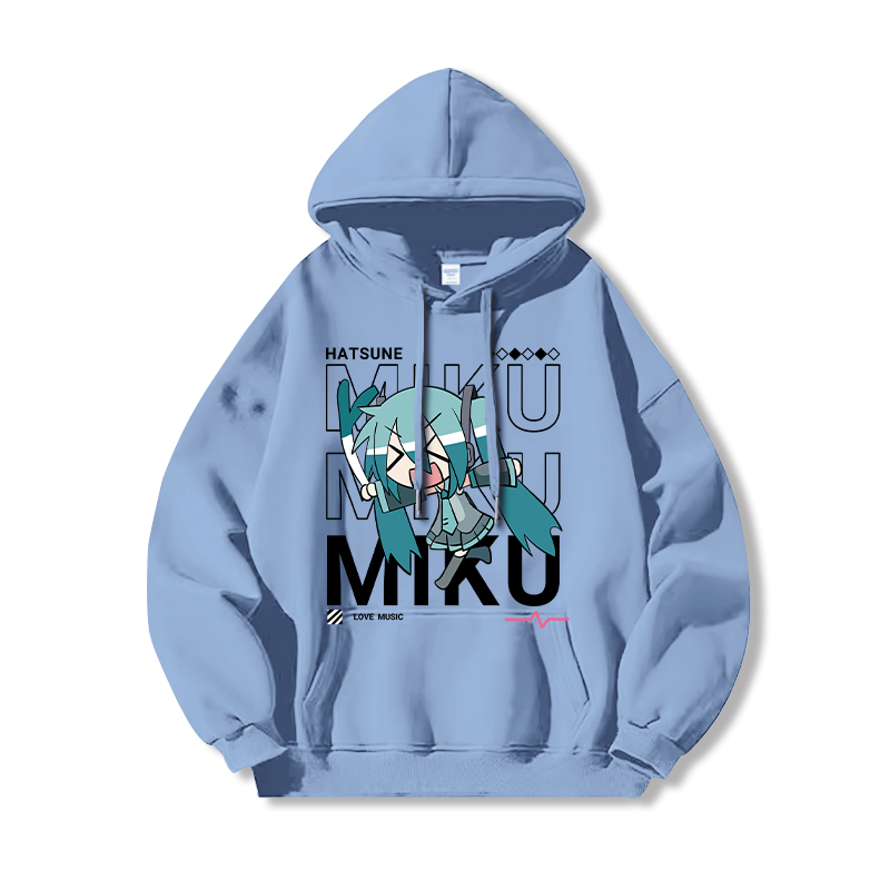 初音未來新款 親子情侶男女連帽衛衣