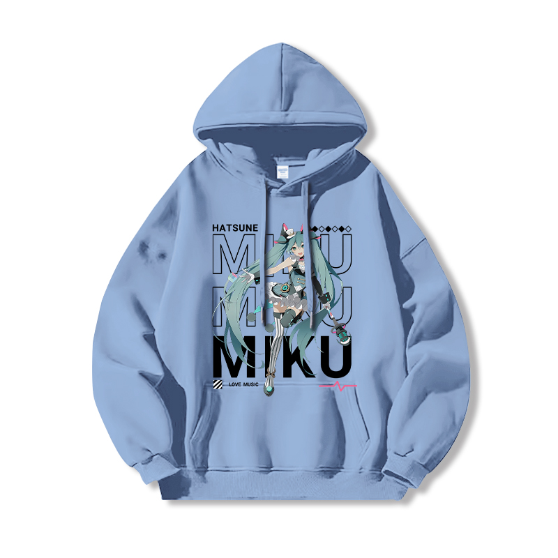初音未來新款 親子情侶男女連帽衛衣