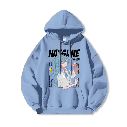 初音未來新款 親子情侶男女連帽衛衣