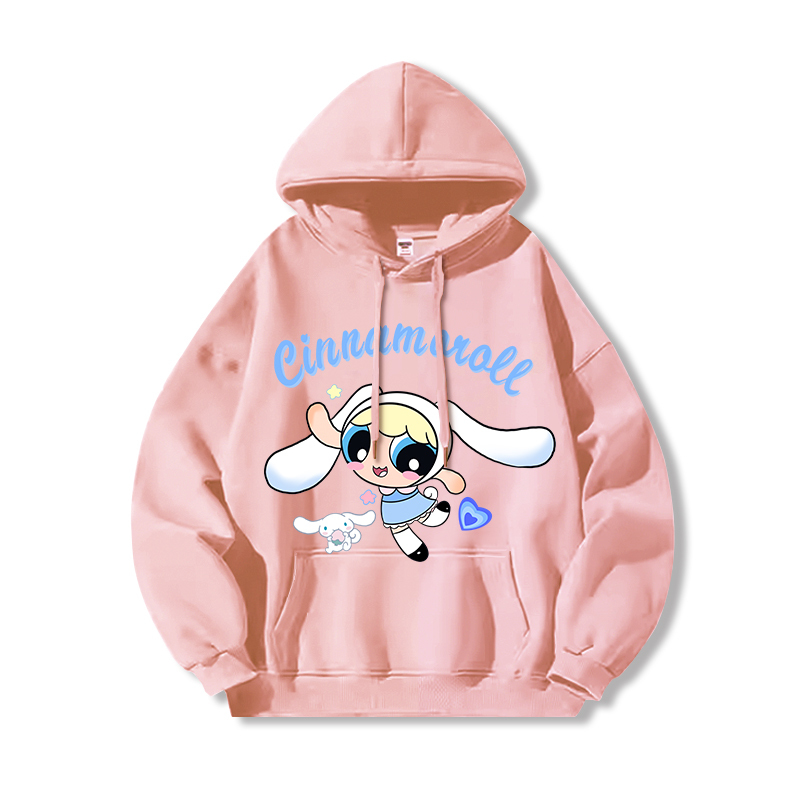 三麗鷗X飛天小女警新款 親子情侶男女連帽衛衣